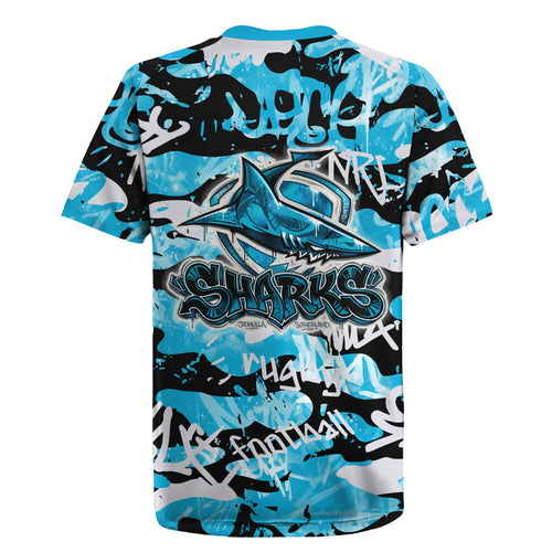 Cronulla-Sutherland Sharks Rugby Rugby Jersey Graffiti Typography Urban Camo Abstract Street Style