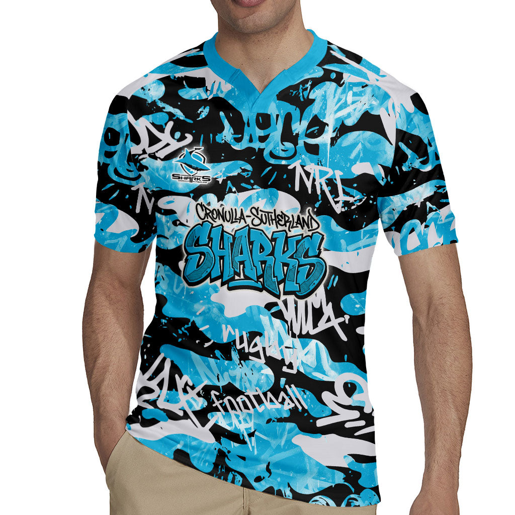Cronulla-Sutherland Sharks Rugby Rugby Jersey Graffiti Typography Urban Camo Abstract Street Style