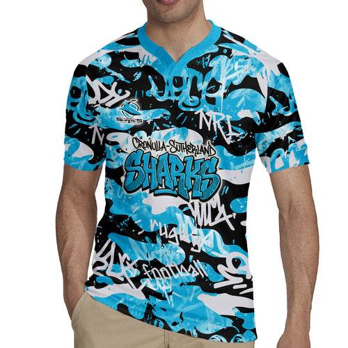 Cronulla-Sutherland Sharks Rugby Rugby Jersey Graffiti Typography Urban Camo Abstract Street Style