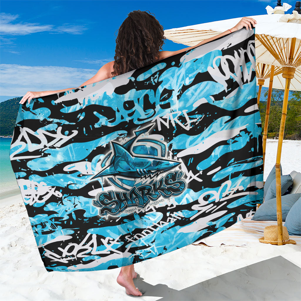 Cronulla-Sutherland Sharks Rugby Sarong Graffiti Typography Urban Camo Abstract Street Style