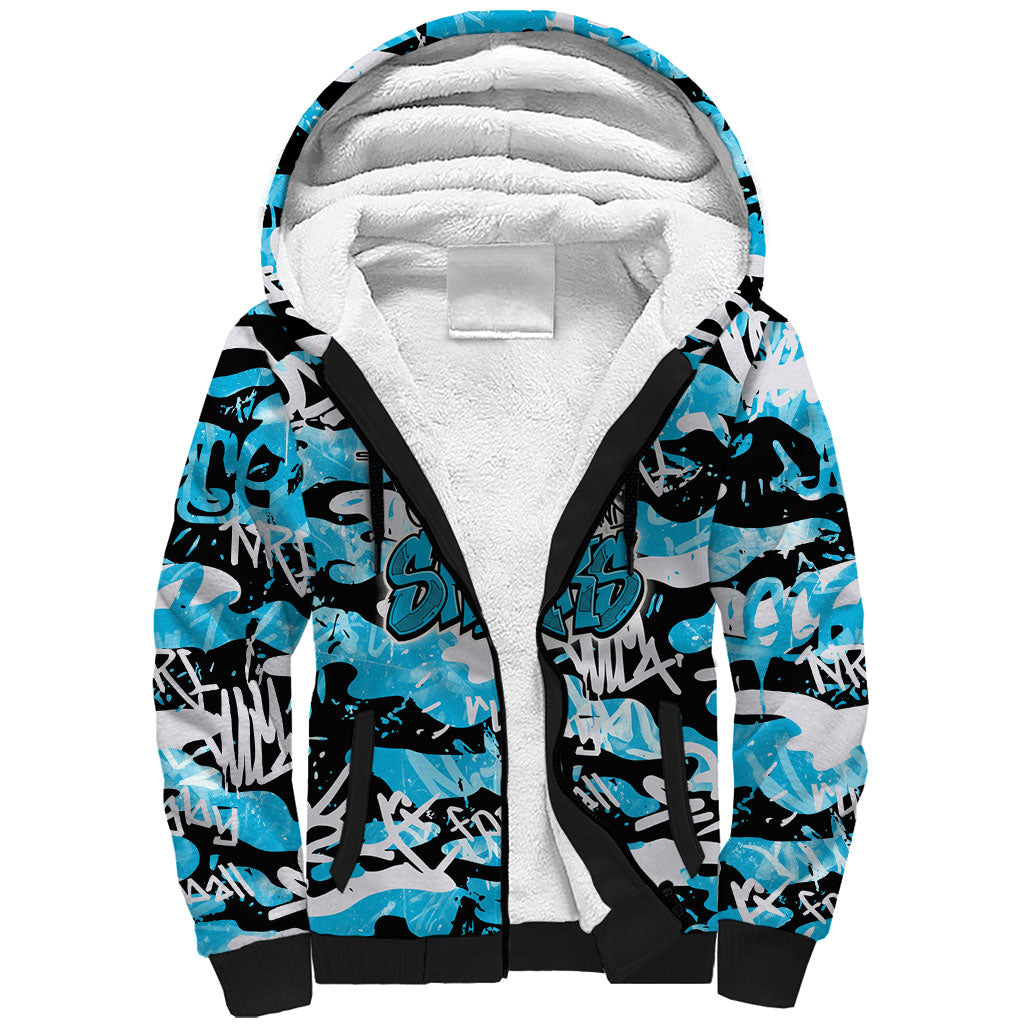 Cronulla-Sutherland Sharks Rugby Sherpa Hoodie Graffiti Typography Urban Camo Abstract Street Style