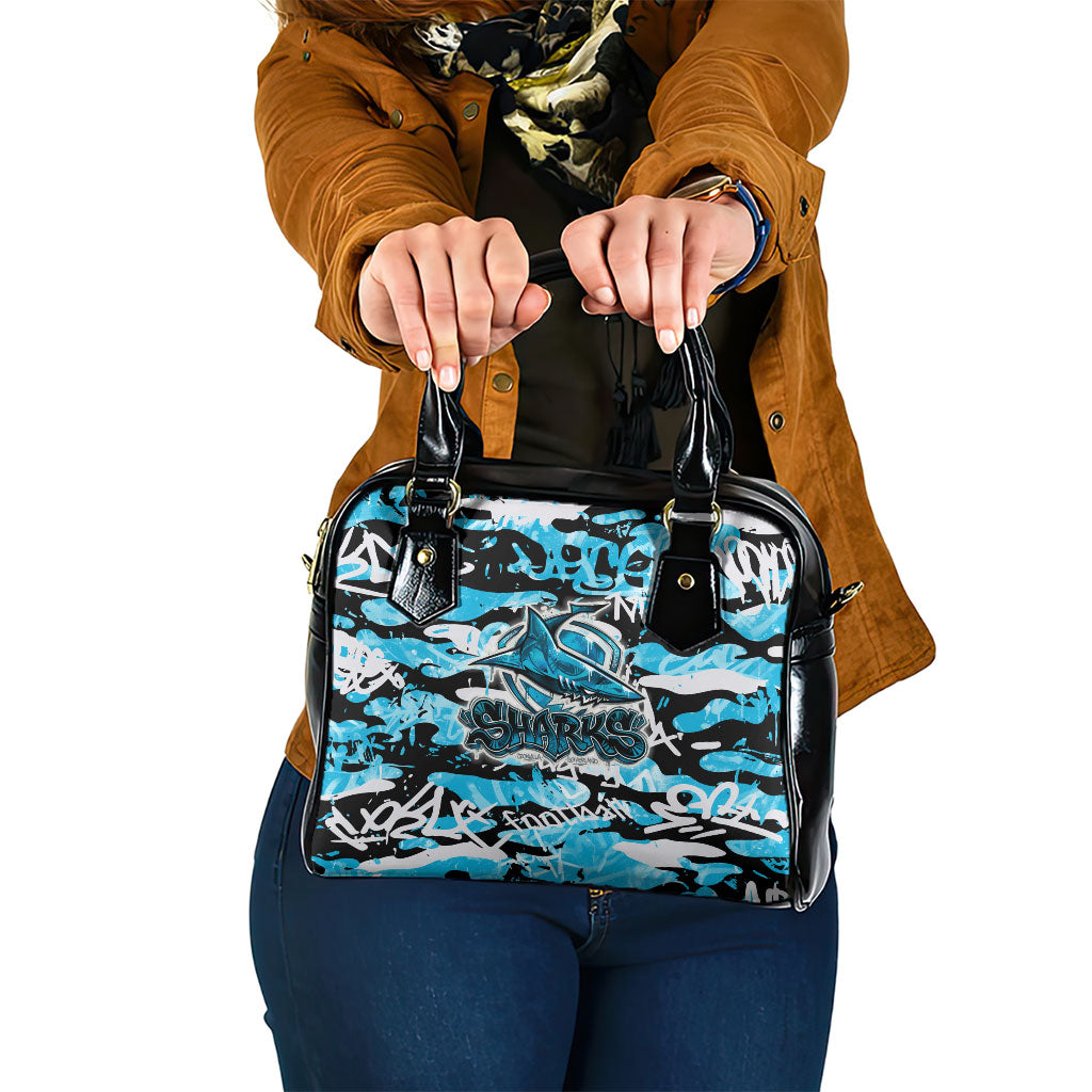 Cronulla-Sutherland Sharks Rugby Shoulder Handbag Graffiti Typography Urban Camo Abstract Street Style