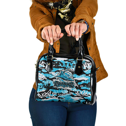 Cronulla-Sutherland Sharks Rugby Shoulder Handbag Graffiti Typography Urban Camo Abstract Street Style