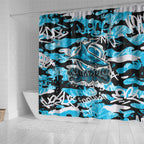 Cronulla-Sutherland Sharks Rugby Shower Curtain Graffiti Typography Urban Camo Abstract Street Style
