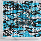 Cronulla-Sutherland Sharks Rugby Shower Curtain Graffiti Typography Urban Camo Abstract Street Style