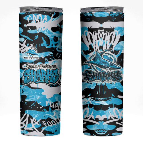 Cronulla-Sutherland Sharks Rugby Skinny Tumbler Graffiti Typography Urban Camo Abstract Street Style