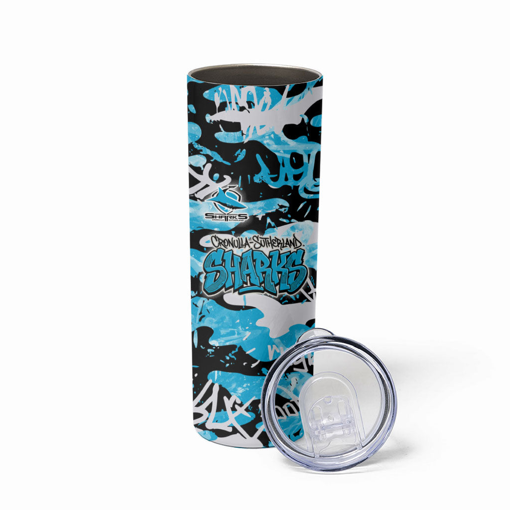 Cronulla-Sutherland Sharks Rugby Skinny Tumbler Graffiti Typography Urban Camo Abstract Street Style