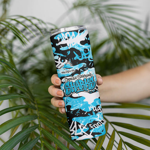 Cronulla-Sutherland Sharks Rugby Skinny Tumbler Graffiti Typography Urban Camo Abstract Street Style