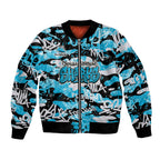 Cronulla-Sutherland Sharks Rugby Sleeve Zip Bomber Jacket Graffiti Typography Urban Camo Abstract Street Style