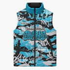 Cronulla-Sutherland Sharks Rugby Sleeveless Puffer Jacket Graffiti Typography Urban Camo Abstract Street Style