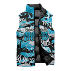 Cronulla-Sutherland Sharks Rugby Sleeveless Puffer Jacket Graffiti Typography Urban Camo Abstract Street Style