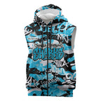 Cronulla-Sutherland Sharks Rugby Sleeveless Zip Hoodie Graffiti Typography Urban Camo Abstract Street Style