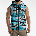 Cronulla-Sutherland Sharks Rugby Sleeveless Zip Hoodie Graffiti Typography Urban Camo Abstract Street Style