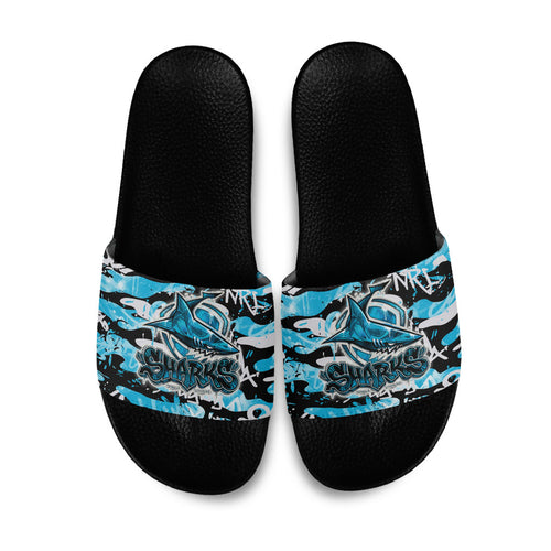Cronulla-Sutherland Sharks Rugby Slide Sandals Graffiti Typography Urban Camo Abstract Street Style