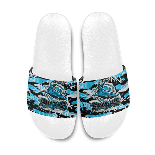 Cronulla-Sutherland Sharks Rugby Slide Sandals Graffiti Typography Urban Camo Abstract Street Style