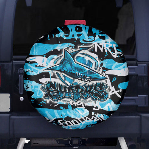Cronulla-Sutherland Sharks Rugby Spare Tire Cover Graffiti Typography Urban Camo Abstract Street Style