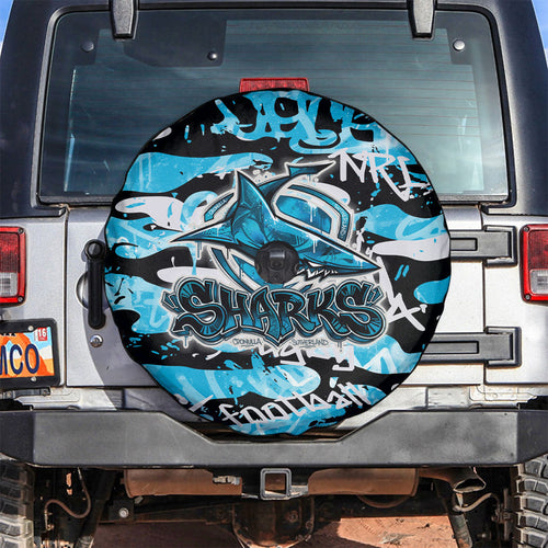 Cronulla-Sutherland Sharks Rugby Spare Tire Cover Graffiti Typography Urban Camo Abstract Street Style