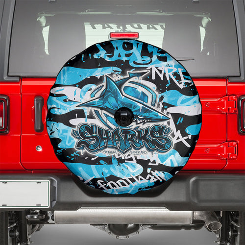 Cronulla-Sutherland Sharks Rugby Spare Tire Cover Graffiti Typography Urban Camo Abstract Street Style