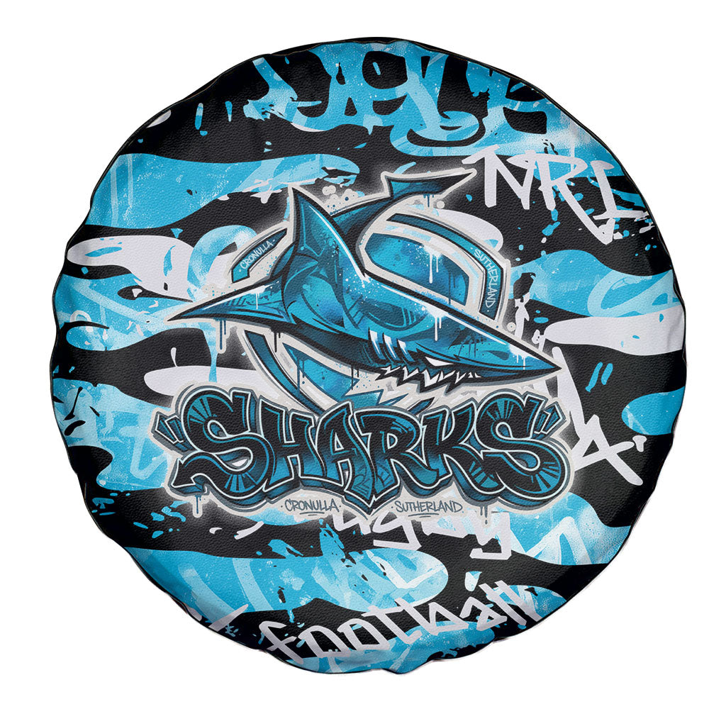 Cronulla-Sutherland Sharks Rugby Spare Tire Cover Graffiti Typography Urban Camo Abstract Street Style