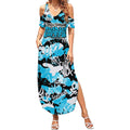 Cronulla-Sutherland Sharks Rugby Summer Maxi Dress Graffiti Typography Urban Camo Abstract Street Style