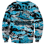 Cronulla-Sutherland Sharks Rugby Sweatshirt Graffiti Typography Urban Camo Abstract Street Style