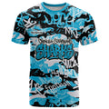 Cronulla-Sutherland Sharks Rugby T Shirt Graffiti Typography Urban Camo Abstract Street Style