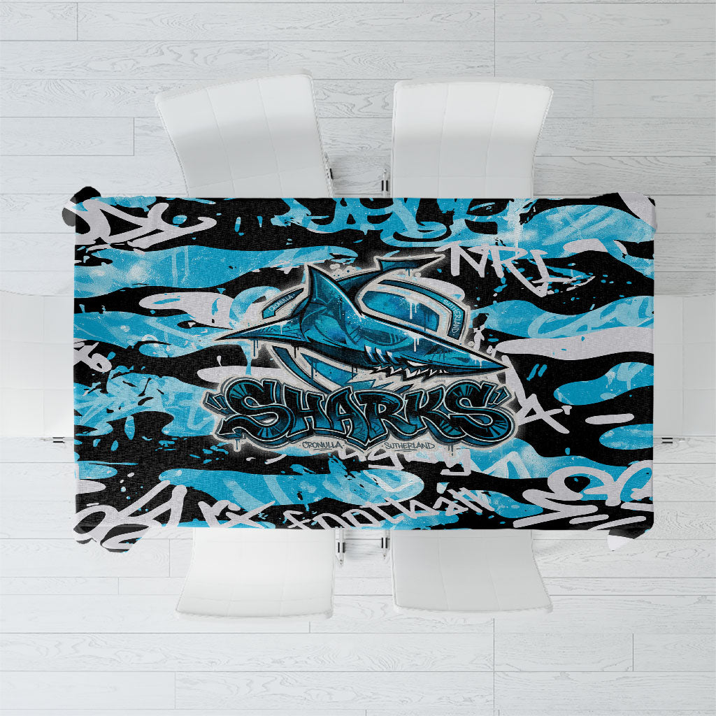 Cronulla-Sutherland Sharks Rugby Tablecloth Graffiti Typography Urban Camo Abstract Street Style