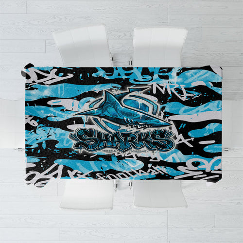 Cronulla-Sutherland Sharks Rugby Tablecloth Graffiti Typography Urban Camo Abstract Street Style