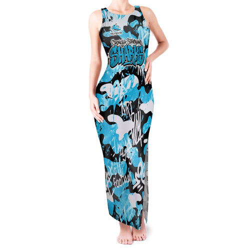 Cronulla-Sutherland Sharks Rugby Tank Maxi Dress Graffiti Typography Urban Camo Abstract Street Style