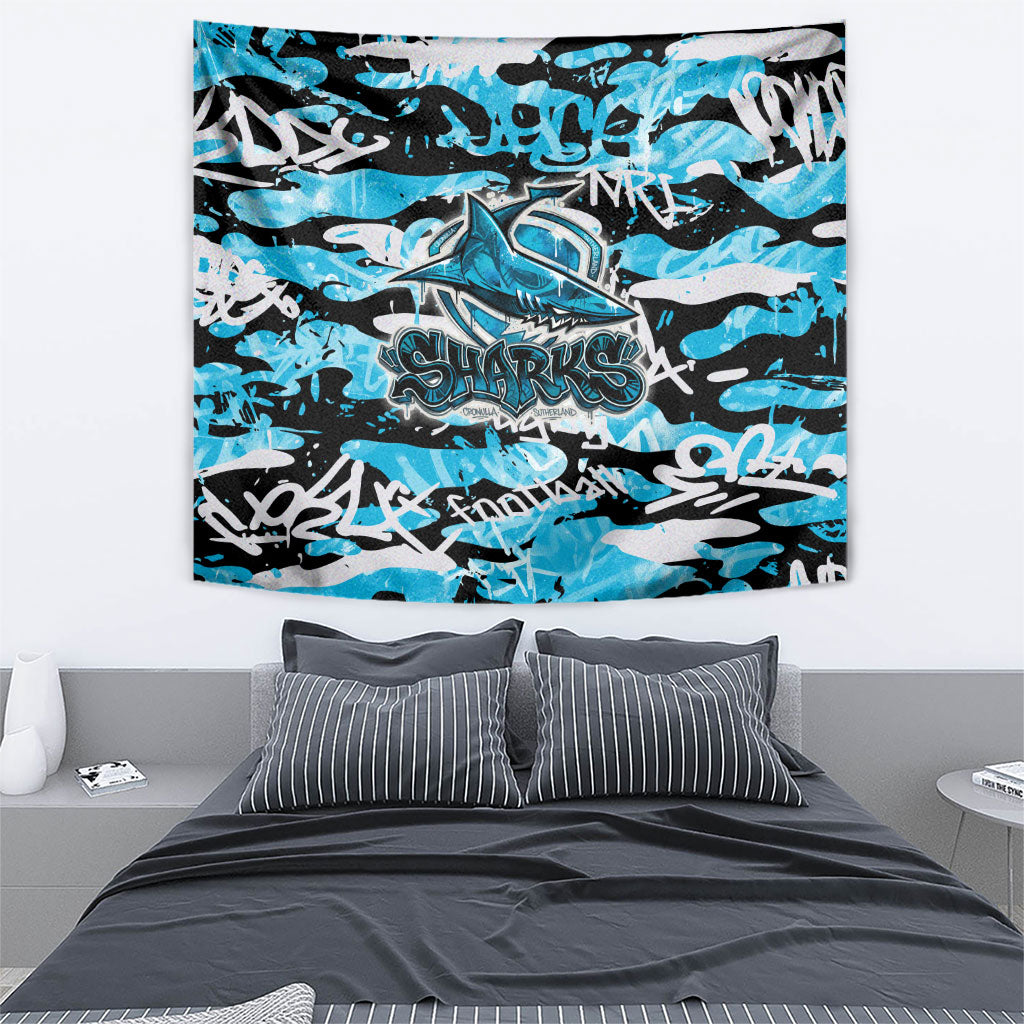 Cronulla-Sutherland Sharks Rugby Tapestry Graffiti Typography Urban Camo Abstract Street Style