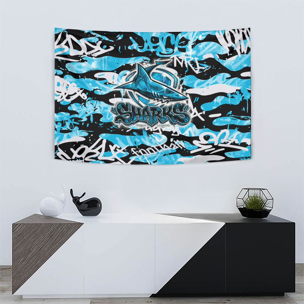 Cronulla-Sutherland Sharks Rugby Tapestry Graffiti Typography Urban Camo Abstract Street Style