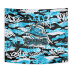 Cronulla-Sutherland Sharks Rugby Tapestry Graffiti Typography Urban Camo Abstract Street Style