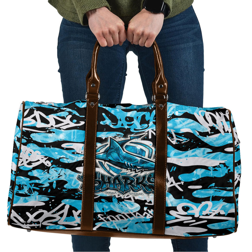 Cronulla-Sutherland Sharks Rugby Travel Bag Graffiti Typography Urban Camo Abstract Street Style