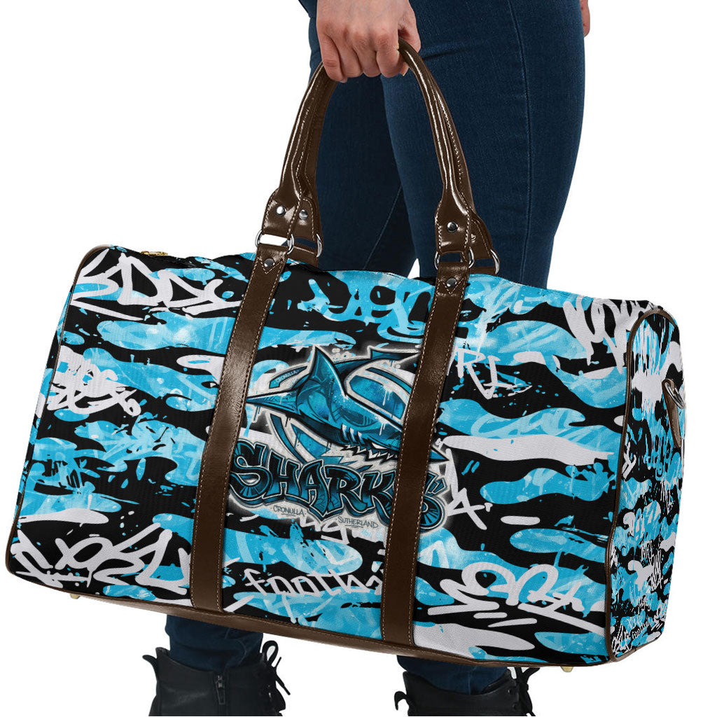 Cronulla-Sutherland Sharks Rugby Travel Bag Graffiti Typography Urban Camo Abstract Street Style