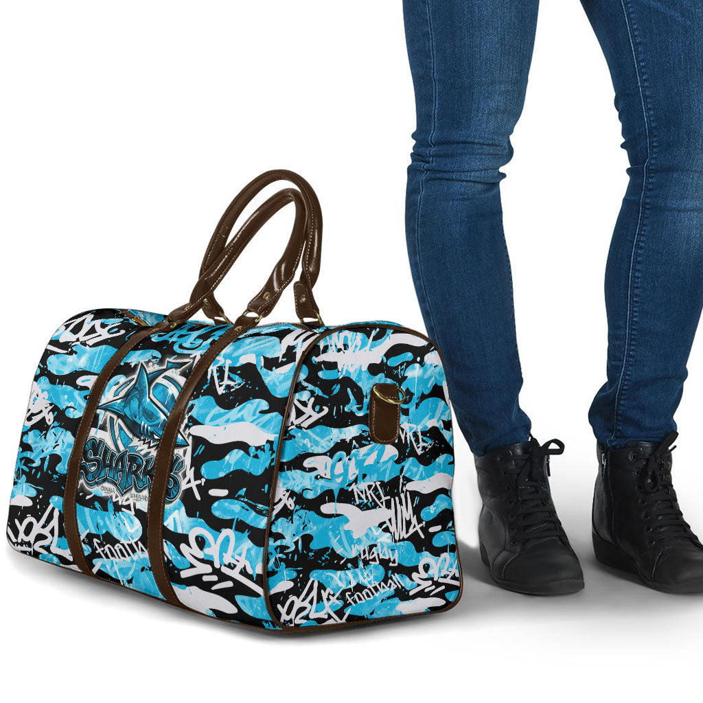 Cronulla-Sutherland Sharks Rugby Travel Bag Graffiti Typography Urban Camo Abstract Street Style