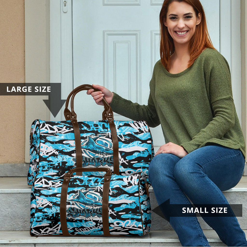 Cronulla-Sutherland Sharks Rugby Travel Bag Graffiti Typography Urban Camo Abstract Street Style