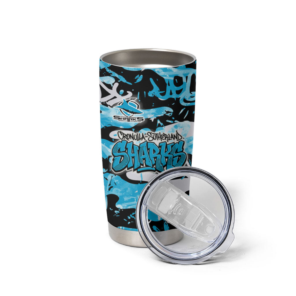 Cronulla-Sutherland Sharks Rugby Tumbler Cup Graffiti Typography Urban Camo Abstract Street Style