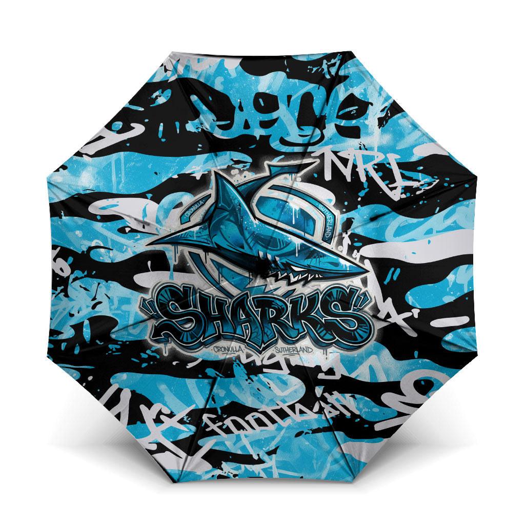 Cronulla-Sutherland Sharks Rugby Umbrella Graffiti Typography Urban Camo Abstract Street Style