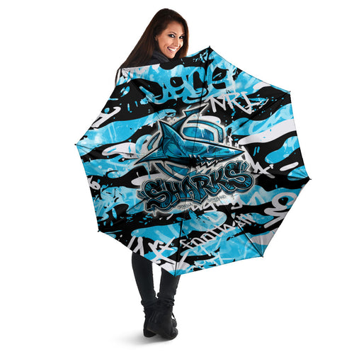 Cronulla-Sutherland Sharks Rugby Umbrella Graffiti Typography Urban Camo Abstract Street Style