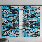 Cronulla-Sutherland Sharks Rugby Window Curtain Graffiti Typography Urban Camo Abstract Street Style