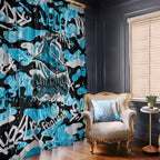 Cronulla-Sutherland Sharks Rugby Window Curtain Graffiti Typography Urban Camo Abstract Street Style
