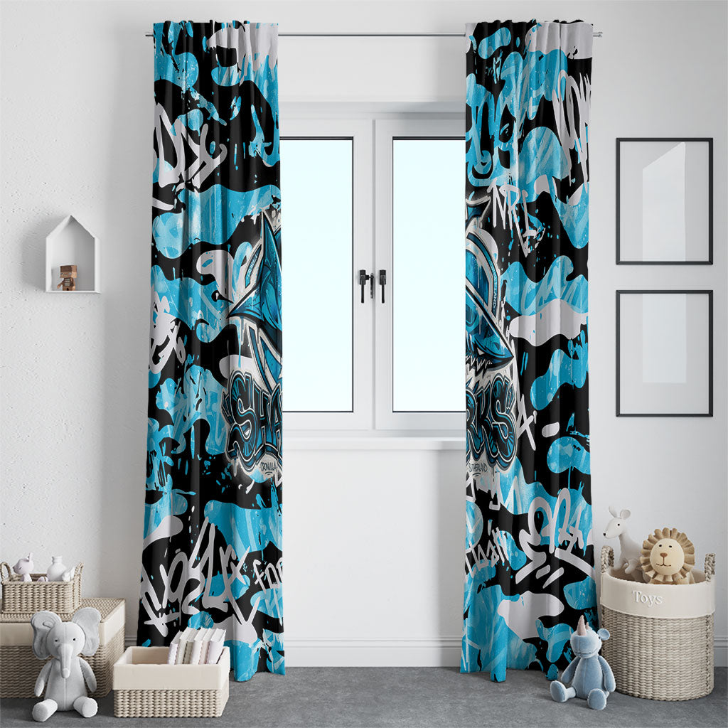 Cronulla-Sutherland Sharks Rugby Window Curtain Graffiti Typography Urban Camo Abstract Street Style