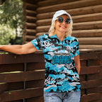 Cronulla-Sutherland Sharks Rugby Women Polo Shirt Graffiti Typography Urban Camo Abstract Street Style