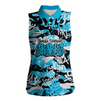 Cronulla-Sutherland Sharks Rugby Women Sleeveless Polo Shirt Graffiti Typography Urban Camo Abstract Street Style