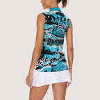 Cronulla-Sutherland Sharks Rugby Women Sleeveless Polo Shirt Graffiti Typography Urban Camo Abstract Street Style
