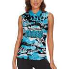 Cronulla-Sutherland Sharks Rugby Women Sleeveless Polo Shirt Graffiti Typography Urban Camo Abstract Street Style
