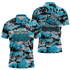 Cronulla-Sutherland Sharks Rugby Zipper Polo Shirt Graffiti Typography Urban Camo Abstract Street Style