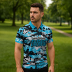Cronulla-Sutherland Sharks Rugby Zipper Polo Shirt Graffiti Typography Urban Camo Abstract Street Style