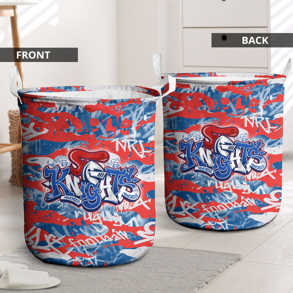 Newcastle Knights Rugby Laundry Basket Graffiti Typography Urban Camo Abstract Street Style