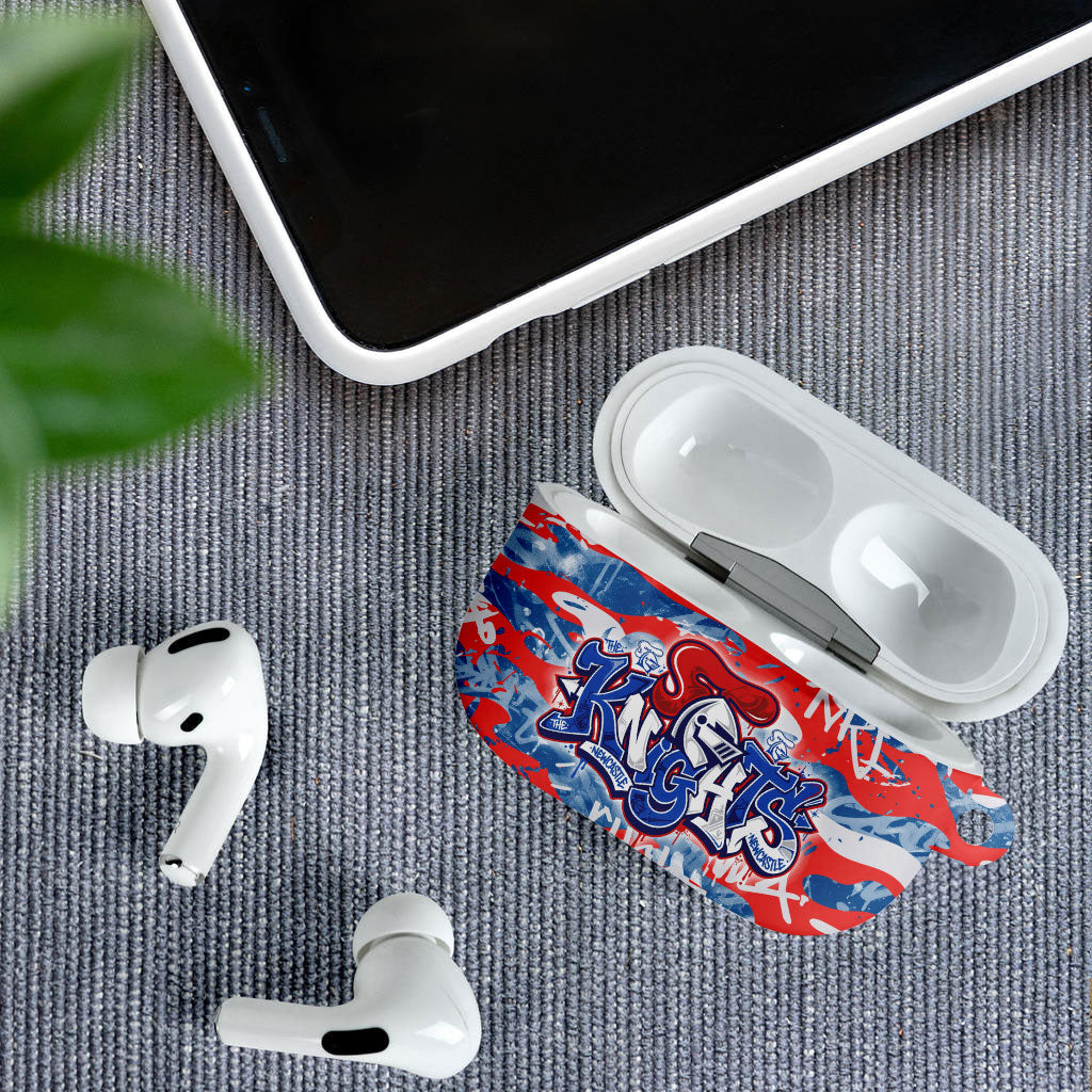 Newcastle Knights Rugby AirPods Case Graffiti Typography Urban Camo Abstract Street Style
